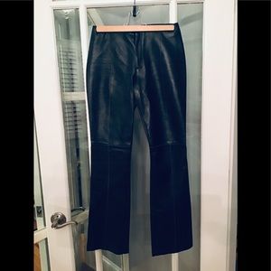 Rozae Nichols Black leather pants with seam detail